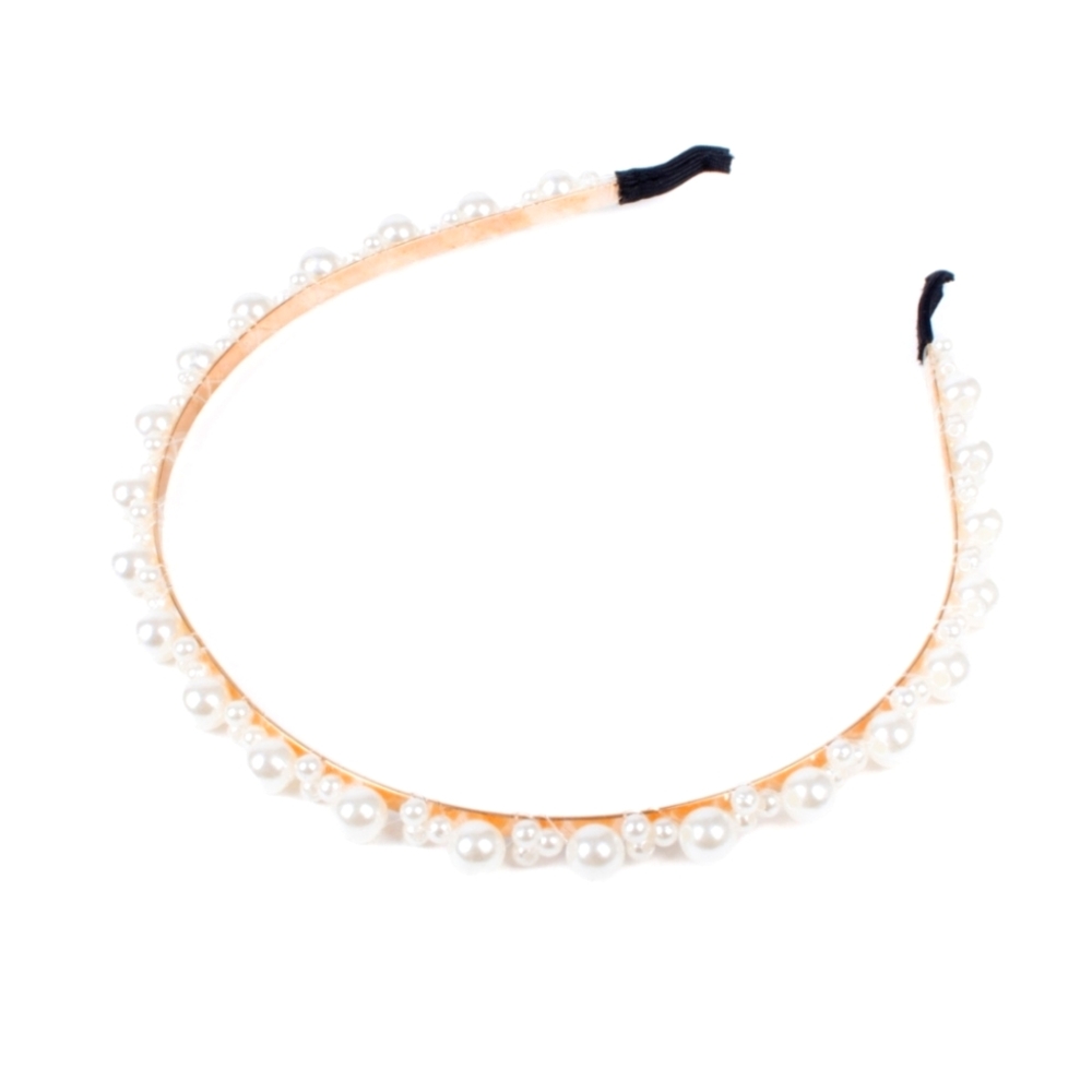 White Faux Pearl Decor Tiara Headband